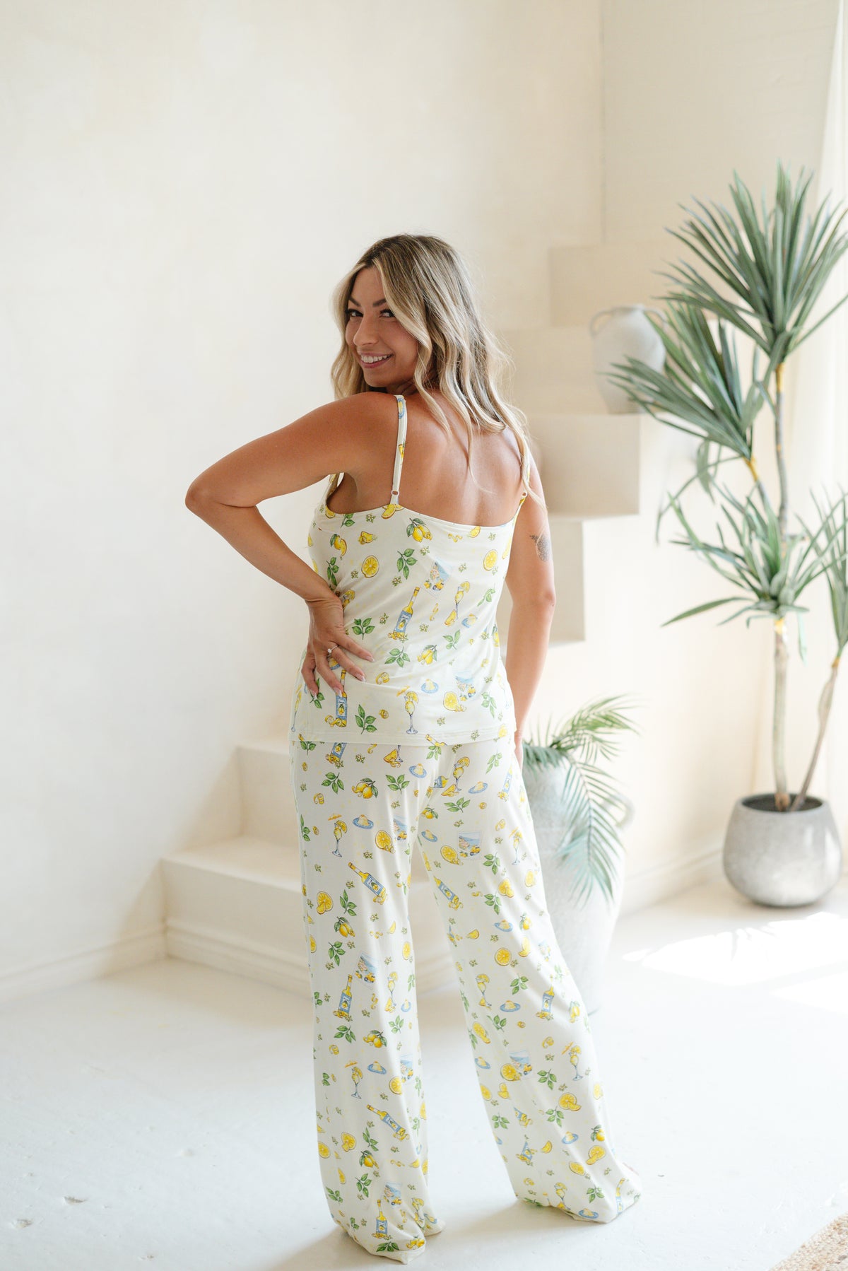Limoncello Coast Bust Support Cami & Wide Leg Pant PJs