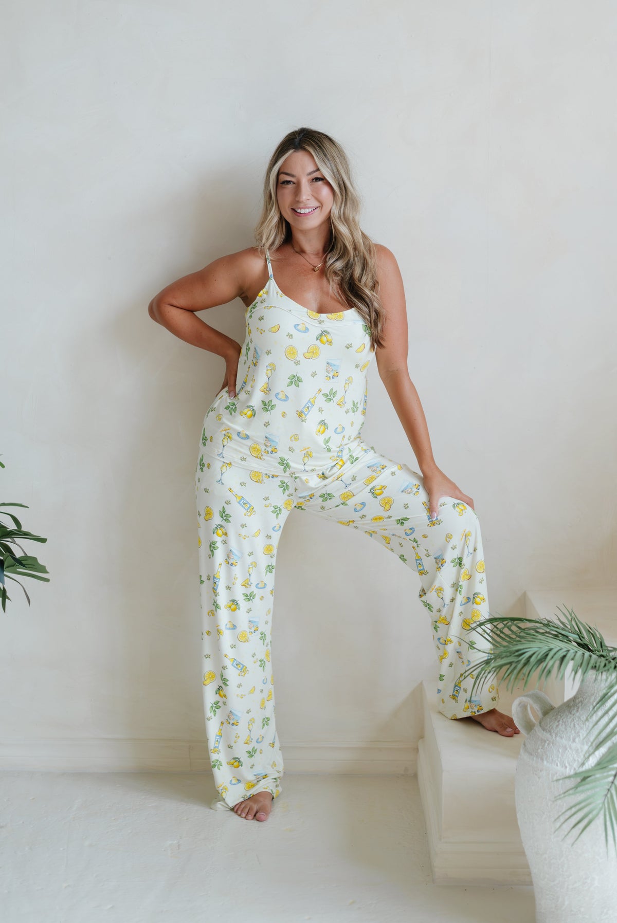 Limoncello Coast Bust Support Cami & Wide Leg Pant PJs
